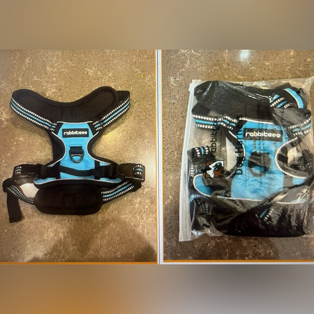 NWT Rabbitgoo dog harness blue.size small, adjustable and reflective